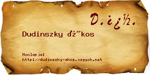 Dudinszky Ákos névjegykártya